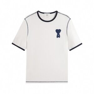 AMI Paris White ADC Logo T-Shirt Heavy Cotton Tee Size L